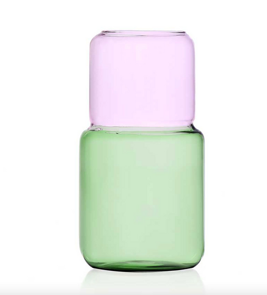 Vase en verre 25 cm rose et vert - Ichendorf Milano