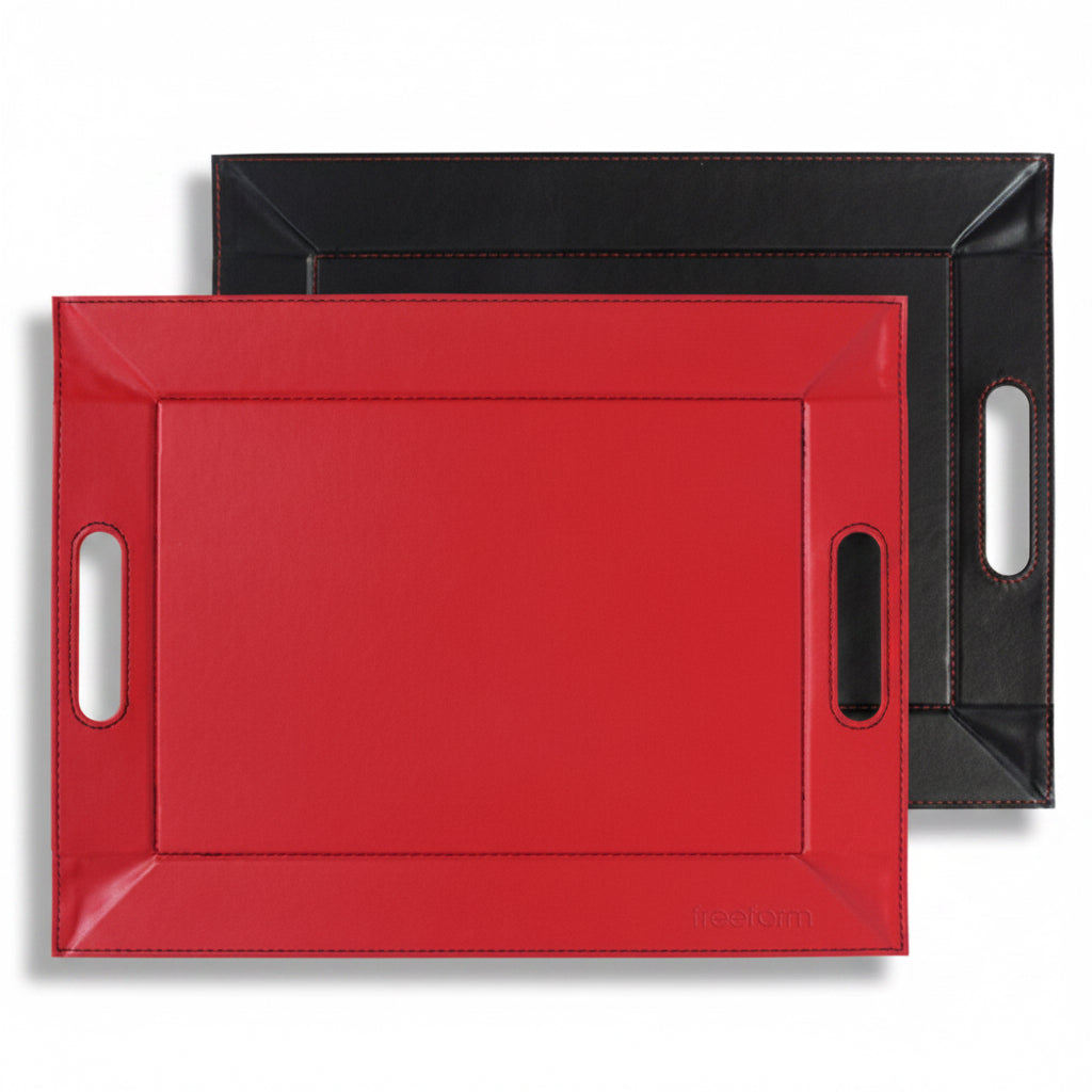 Plateau bicolore réversible en similicuir 45X35cm - Freeform