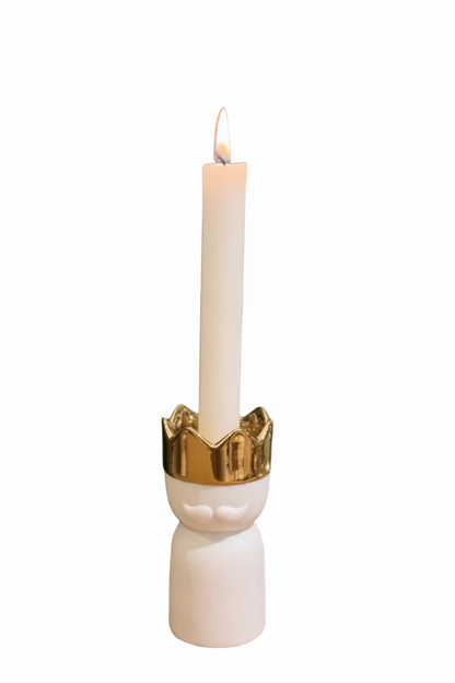 Bougeoir roi mage Gaspard Räder porcelaine blanche