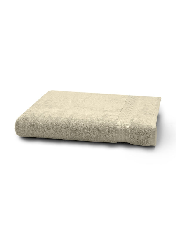 Drap de bain Elea Angora beige 100x150 cm avec liteau en haut et en bas