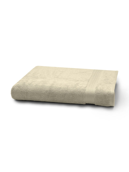 Drap de bain Elea Angora beige 100x150 cm avec liteau en haut et en bas