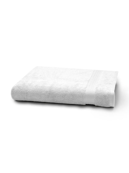 Drap de bain Elea blanc 100x150 cm en coton, finition liteau