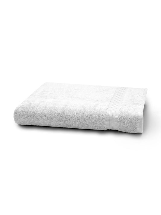Drap de bain Elea blanc 100x150 cm en coton, finition liteau