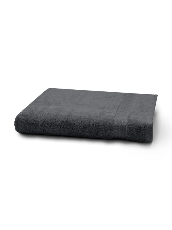Drap de bain Elea carbone 100x150 cm en coton anthracite avec liteaux renforcés