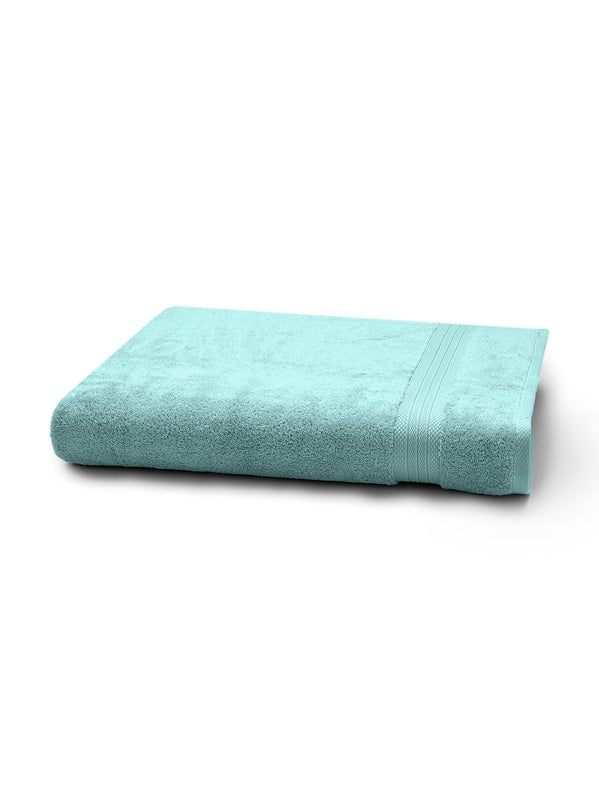 Drap de bain Elea Curacao bleu 100x150 en 100% coton avec liteau