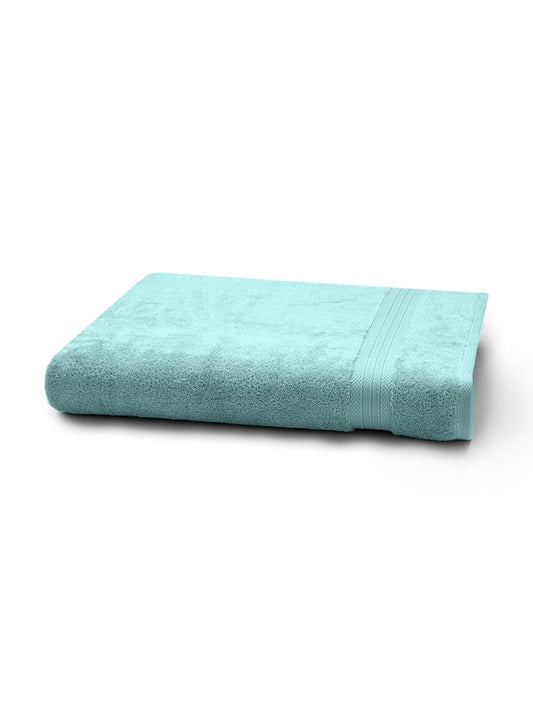 Drap de bain Elea Curacao bleu 100x150 en 100% coton avec liteau