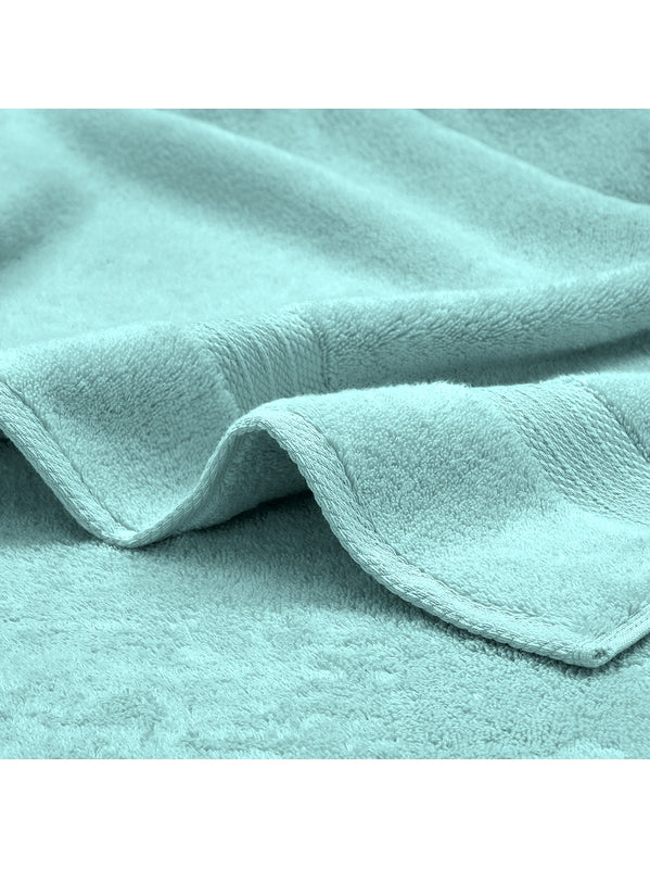 Drap de bain Elea Curacao bleu 100x150 en 100% coton avec liteau