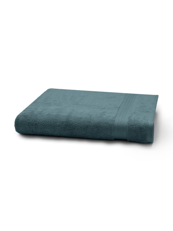 Drap de bain Elea bleu pétrole en coton 550g/m², format 100x150 cm