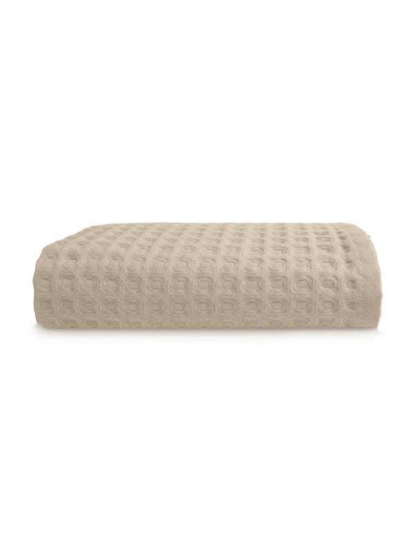 Drap de douche 70x140 cm en coton beige naturel avec liteau renforce
