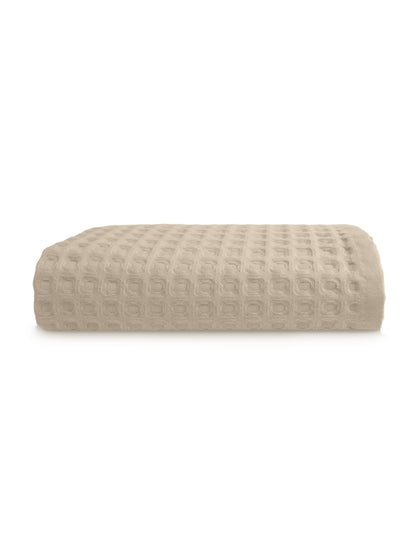 Drap de douche 70x140 cm en coton beige naturel avec liteau renforce
