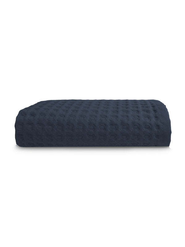 Drap de douche marine 70x140 cm en coton 100% zero twist, finition liteau renforce