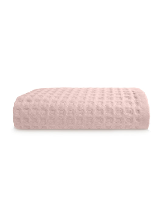 Drap de douche rose poudre 70x140 cm en coton 100% moelleux avec liteaux