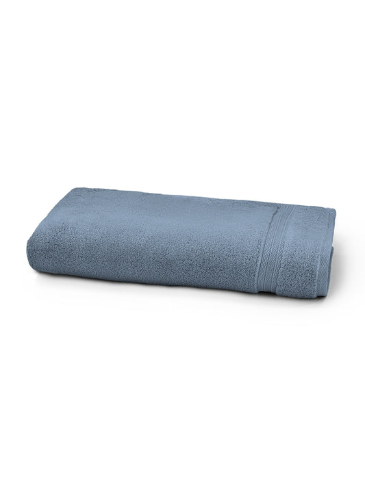Drap de douche Elea bleu ardoise 70x140 en coton avec liteaux