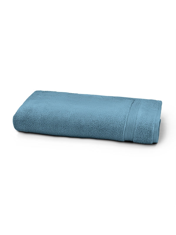 Drap de douche Elea canard 70x140 en coton bleu canard avec liteau