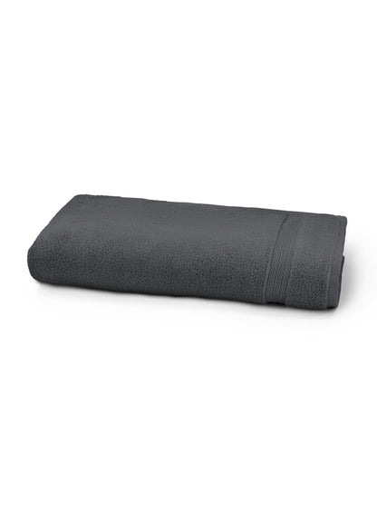 Drap de douche Elea carbone anthracite 70x140 cm en coton avec liteaux décoratifs