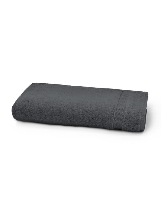 Drap de douche Elea carbone anthracite 70x140 cm en coton avec liteaux décoratifs