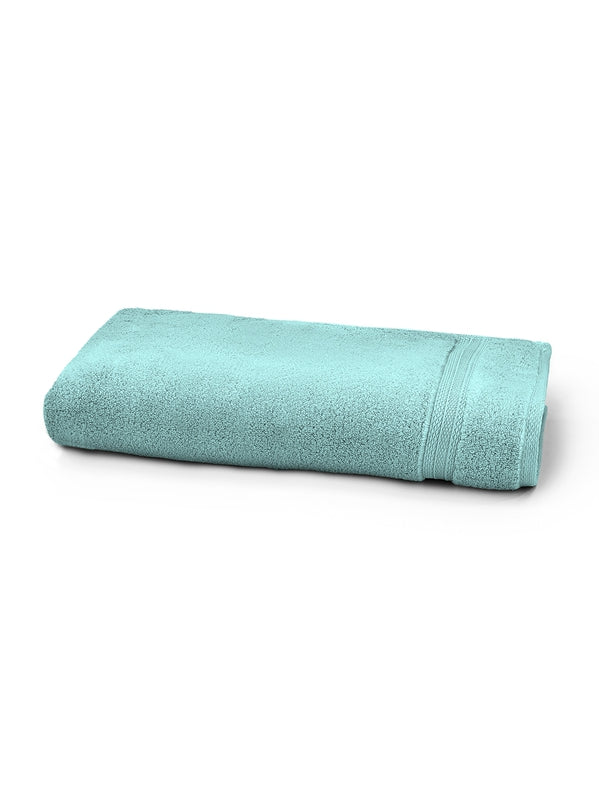 Drap de douche Elea Curacao bleu 70x140 cm en coton avec liteau