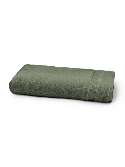 Drap de douche Elea 70x140 cm en coton éponge kaki avec liteau renforcé
