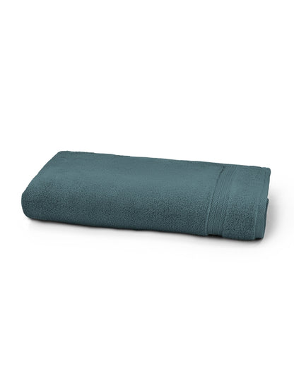 Drap de douche Elea pétrole 70x140 cm en coton 100% avec liteaux renforcés