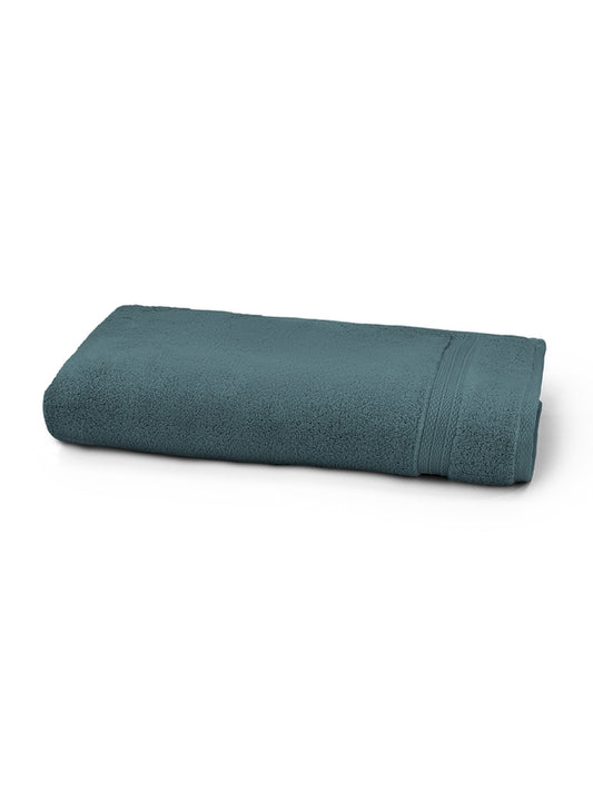 Drap de douche Elea pétrole 70x140 cm en coton 100% avec liteaux renforcés