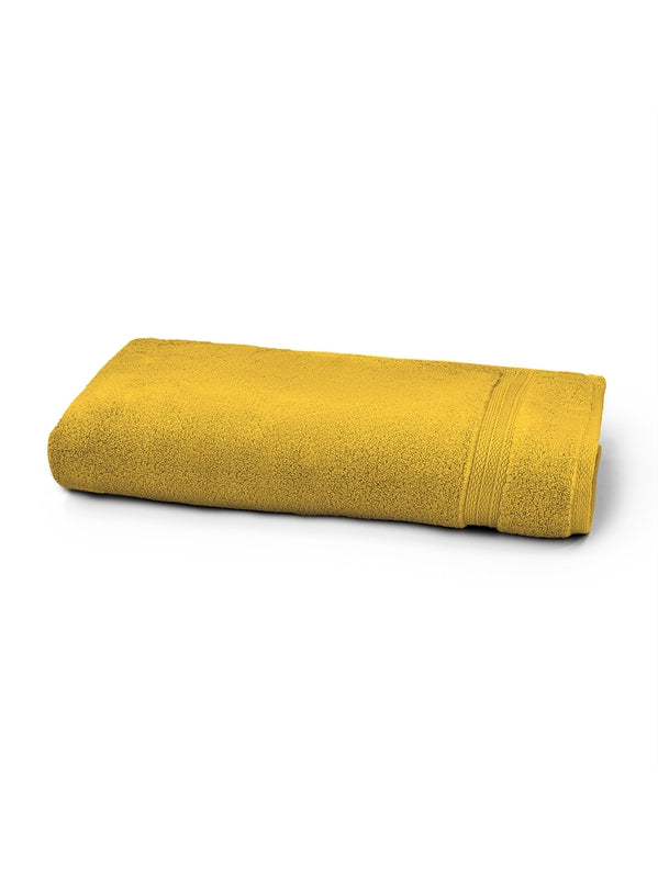 Drap de douche Elea safran 70x140 en coton avec liteau décoratif
