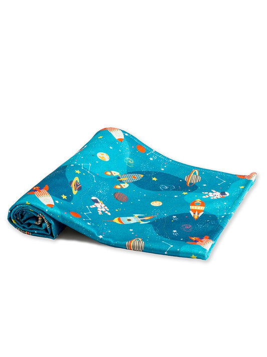Drap de douche galaxies print sidéral vert 70x120 avec motif spatial imaginaire