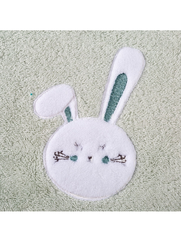 Drap de douche enfant petit lapin vert d'eau en coton 100%, format 70x120 cm