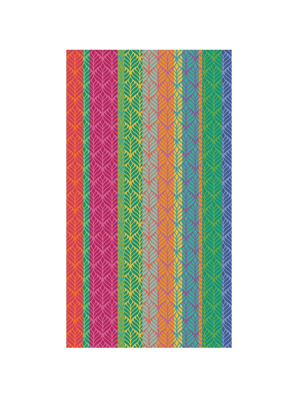 Drap de plage 100x180 en coton motif feuillage multicolore, recto velours et verso bouclettes absorbant