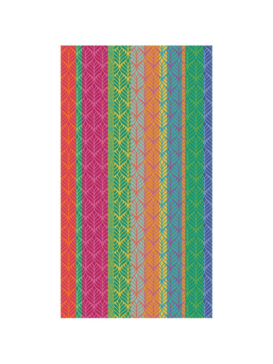 Drap de plage 100x180 en coton motif feuillage multicolore, recto velours et verso bouclettes absorbant