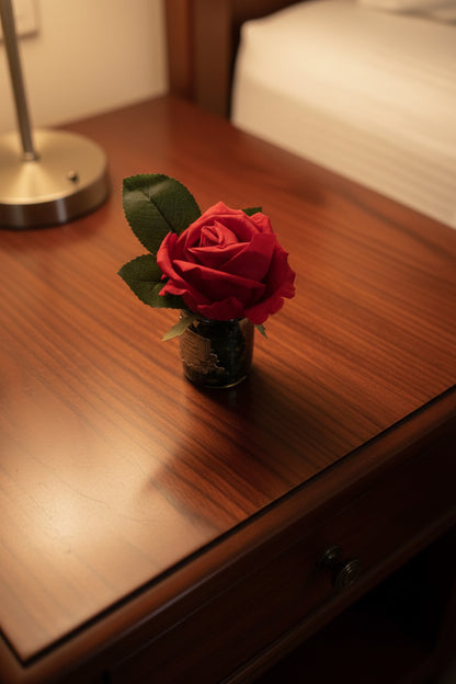Rose Buds Carmine Red - Black Glass  with GOLD