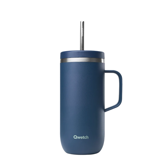Cold cup isotherme Qwetch 600 ml - effet granit bleu nuit avec anse