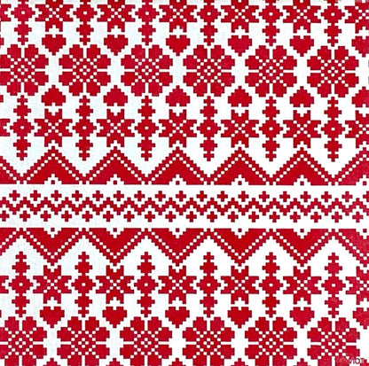 Serv 40 x 40 jacquard rouge - Francoise Paviot