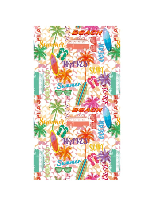Fouta Good Vibes Pop 90x160 en coton multicolore, double face avec franges