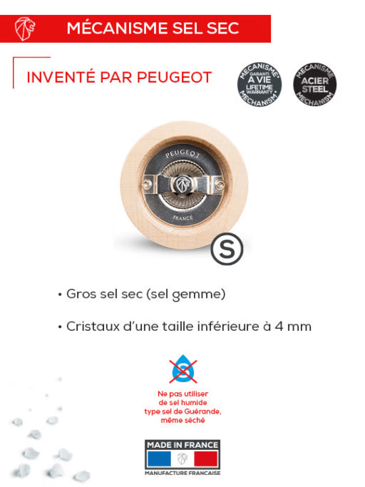 Moulin à sel Fidji graphite manuel en bois et inox 15cm - Peugeot