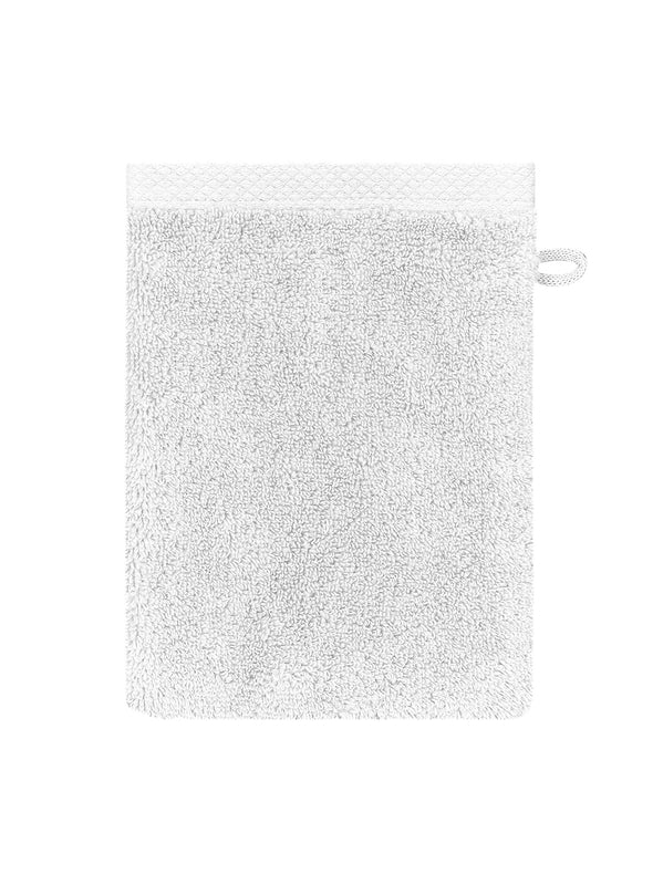 Gant de toilette Elea blanc 16x22 cm en coton avec attache