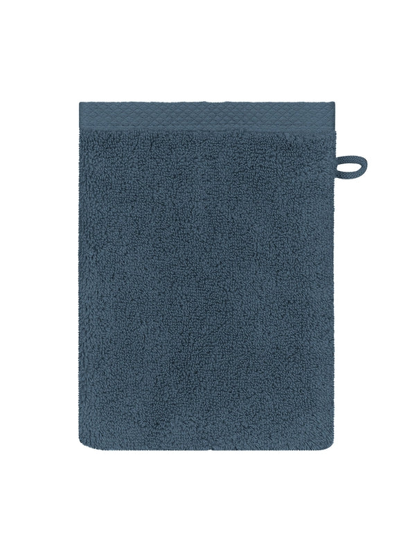 Gant de toilette Elea bleu ardoise 16x22 cm en coton avec attache