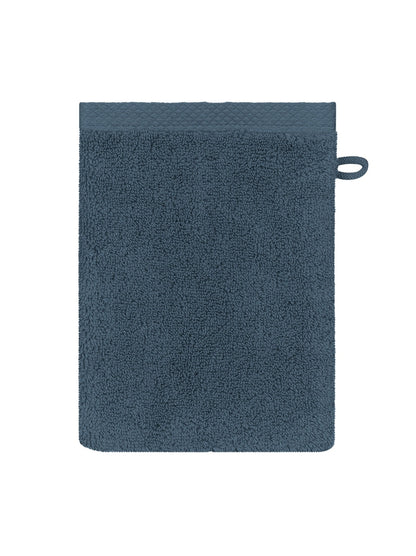 Gant de toilette Elea bleu ardoise 16x22 cm en coton avec attache