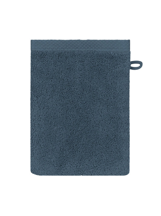 Gant de toilette Elea bleu ardoise 16x22 cm en coton avec attache
