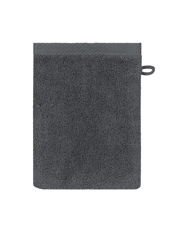 Gant de toilette Elea Carbone 100% coton anthracite avec attache de suspension