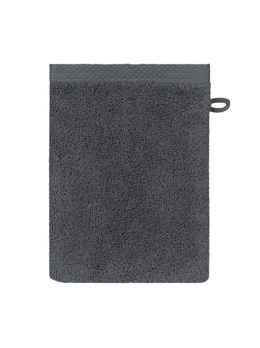 Gant de toilette Elea Carbone 100% coton anthracite avec attache de suspension