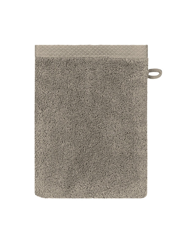 Gant de toilette Elea châtaignes en coton 16x22 cm avec attache de suspension