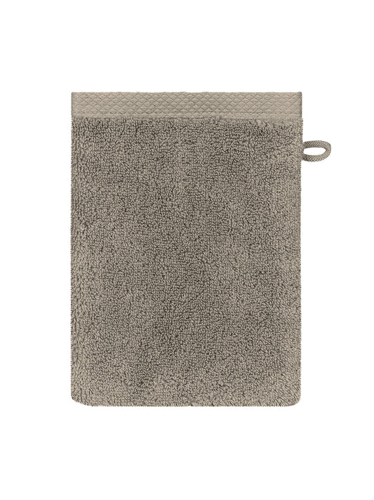 Gant de toilette Elea châtaignes en coton 16x22 cm avec attache de suspension