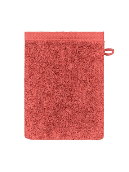Gant de toilette Elea corail en coton 16x22 cm avec attache