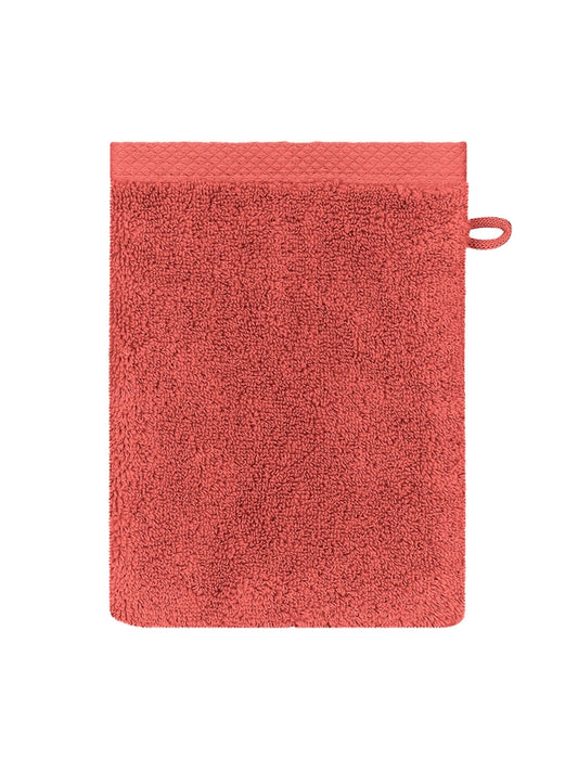 Gant de toilette Elea corail en coton 16x22 cm avec attache