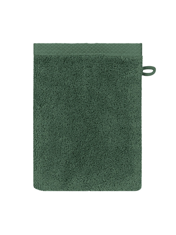 Gant de toilette Elea kaki en coton 16x22 cm avec attache