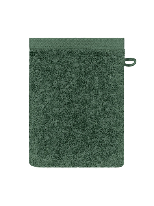 Gant de toilette Elea kaki en coton 16x22 cm avec attache