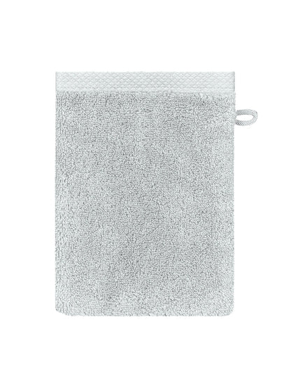 Gant de toilette Elea Nuage en coton 100% gris avec attache, format 16x22 cm