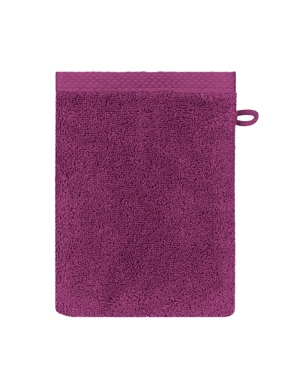 Gant de toilette Elea 16x22 cm en coton 550g/m² coloris raisin avec liteau renforcé
