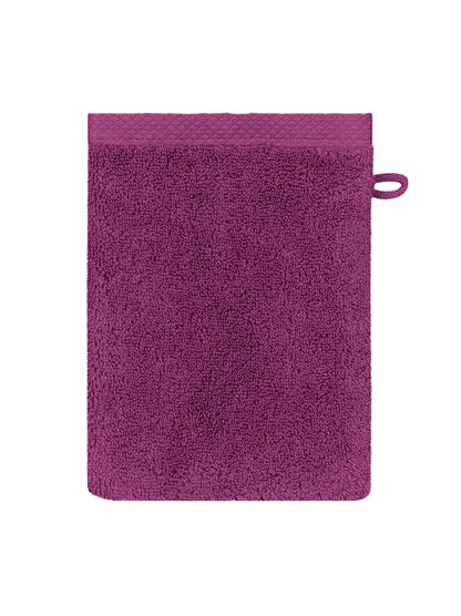Gant de toilette Elea 16x22 cm en coton 550g/m² coloris raisin avec liteau renforcé