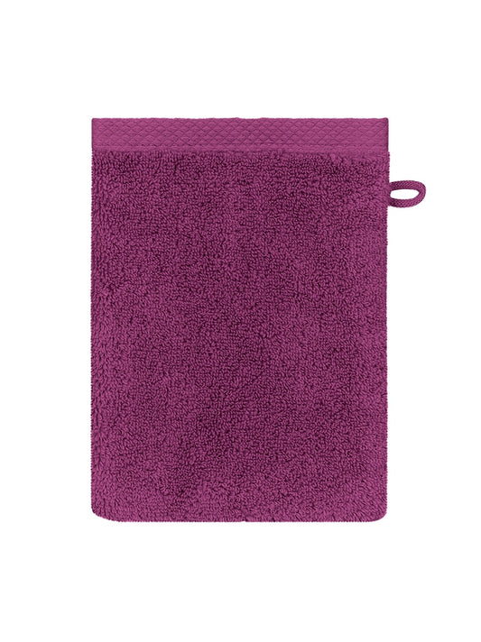 Gant de toilette Elea 16x22 cm en coton 550g/m² coloris raisin avec liteau renforcé